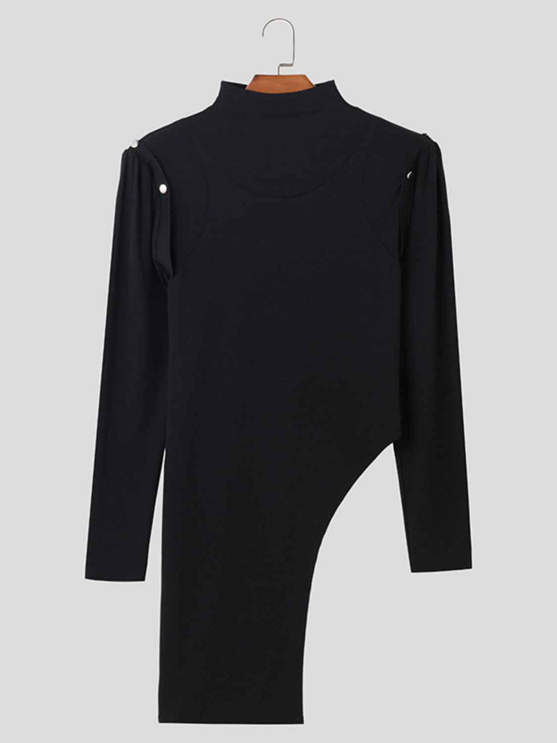 Men's Asymmetrical Mock Neck Cold Shoulder Top - Damned Threads