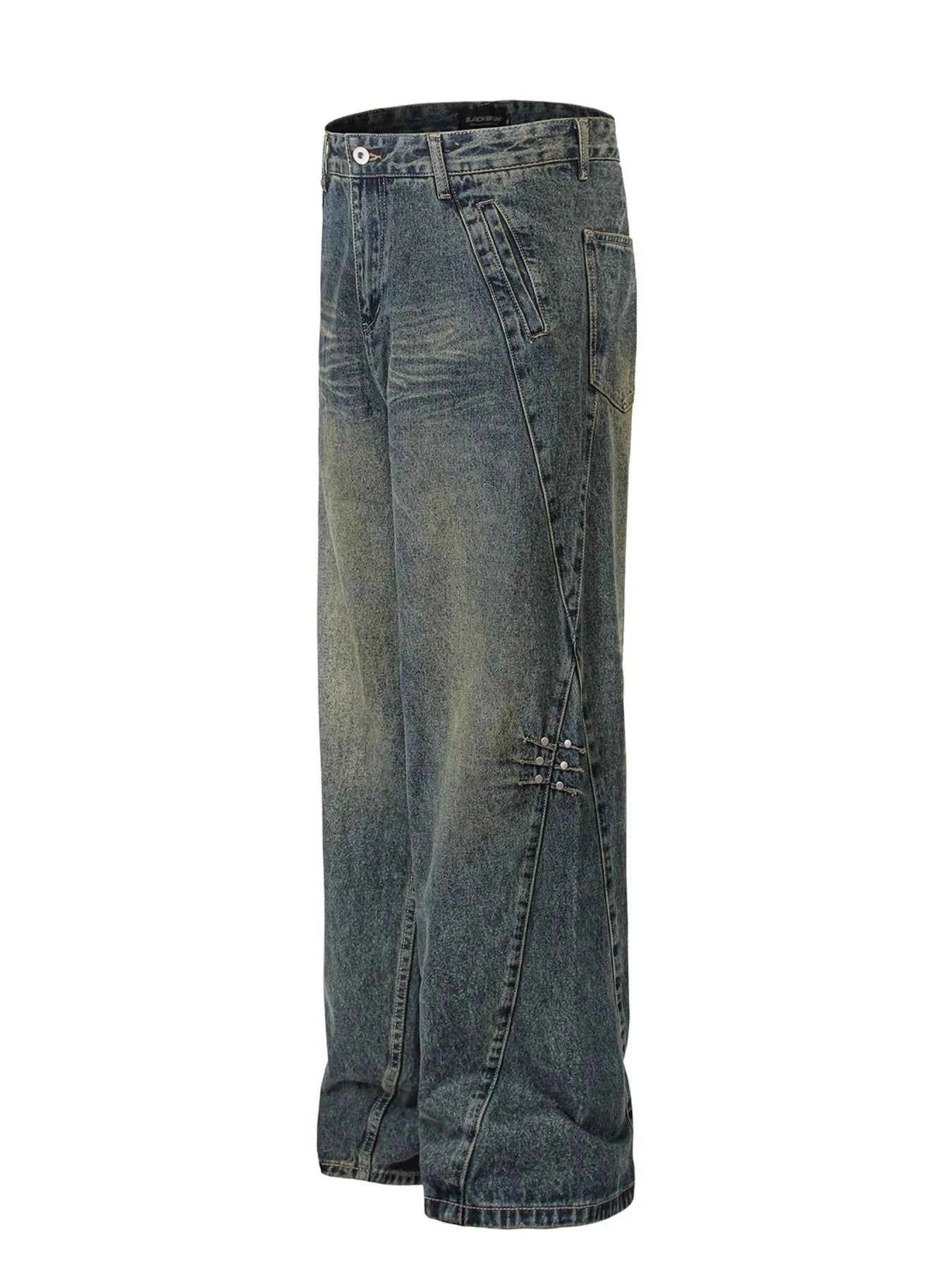 Men's High Waist Washed Straight Jeans