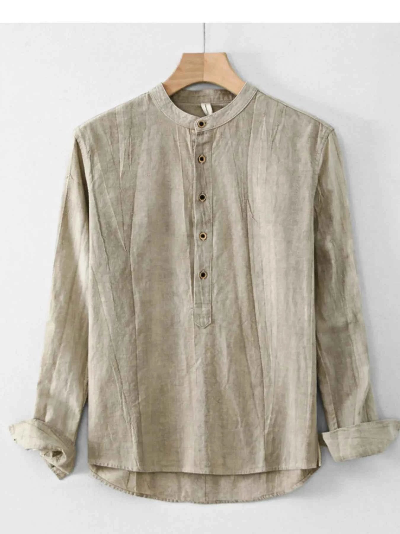 Men's Plus Size Button Front Long Sleeve Blouse
