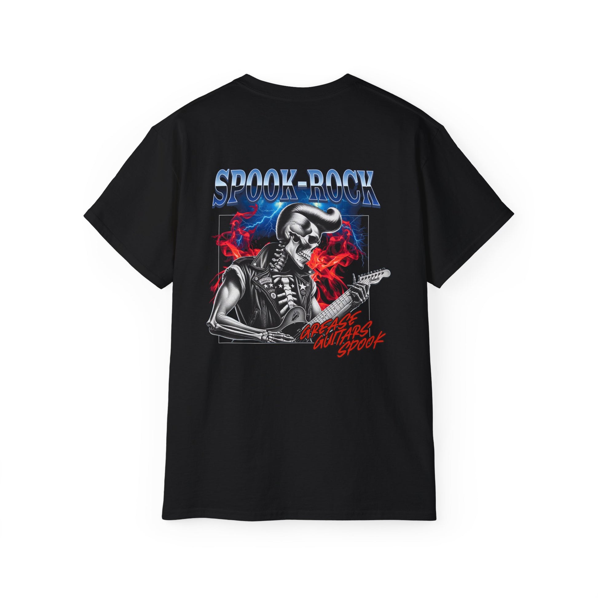 Spook-Rock - Unisex Cotton Tee (Back) - Damned Threads