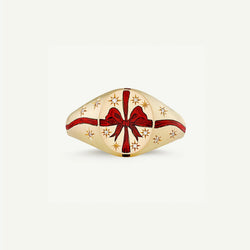 18K Gold Pattern & Inlaid Zirconia Ring - Damned Threads