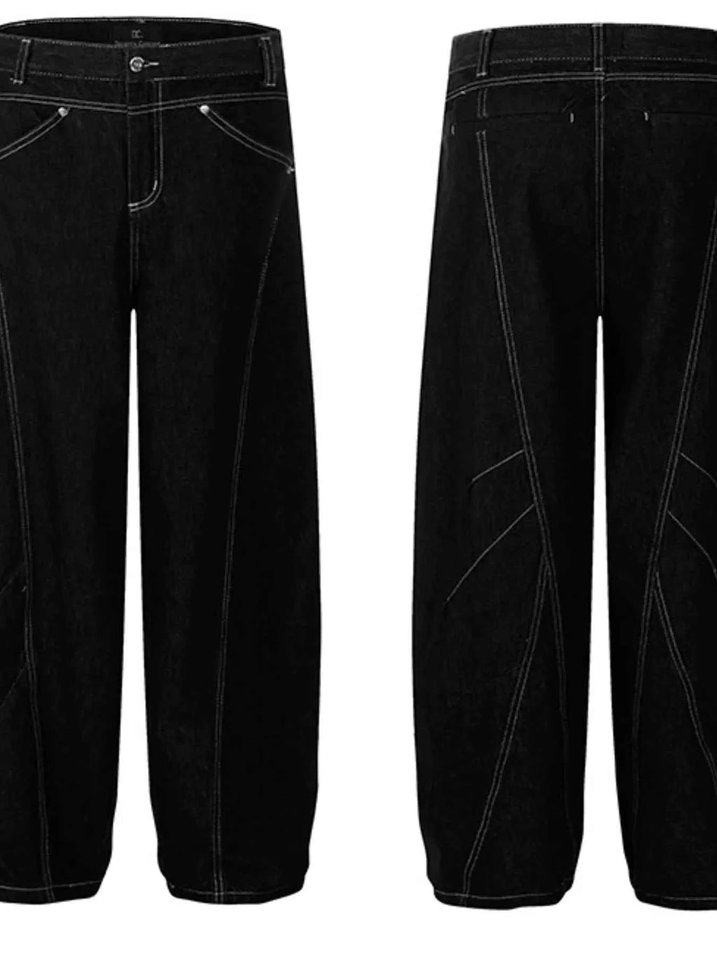 Men's Wide Leg Jeans with Contrast Stitching