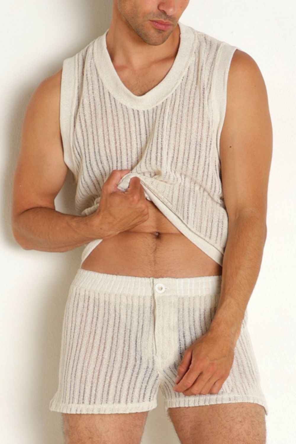 Men's Full Size Round Neck Tank and Shorts Set Plus Size - Damned Threads