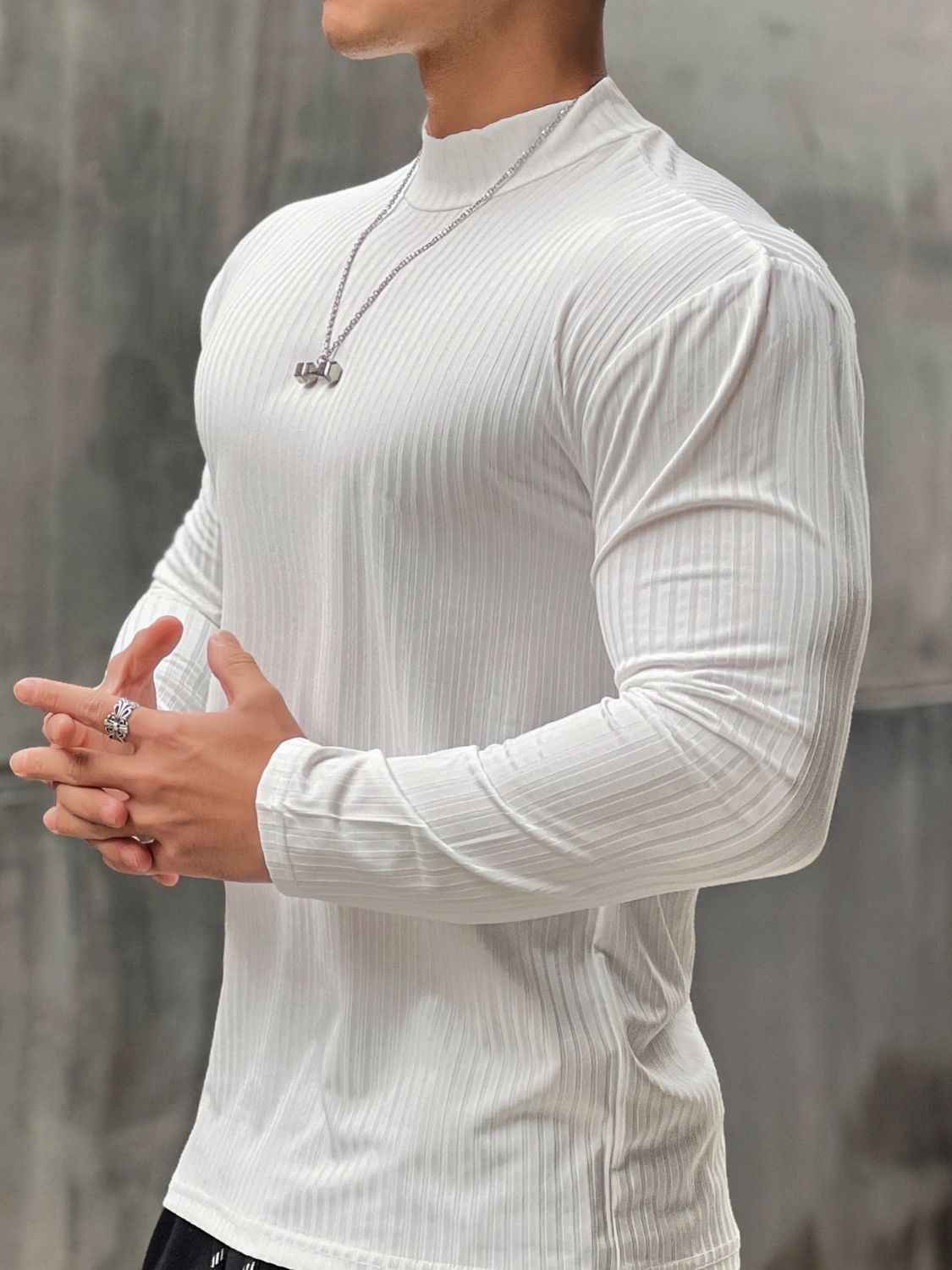 Men's Mock Neck Long Sleeve T-Shirt - Damned Threads