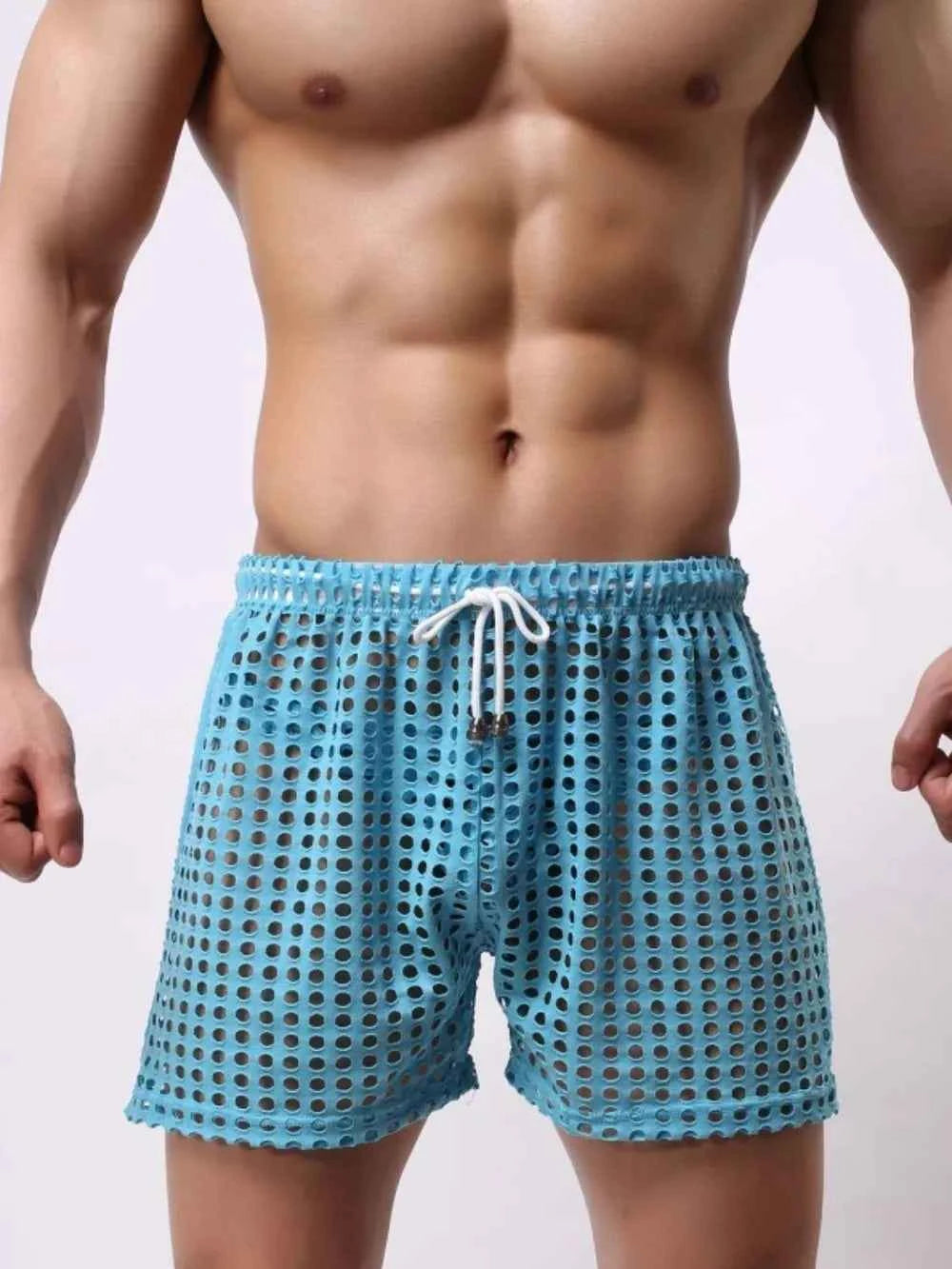 Men's Openwork Drawstring Shorts