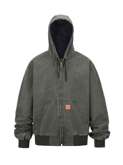 Men's Zip Up Washed Hooded Jacket - Damned Threads