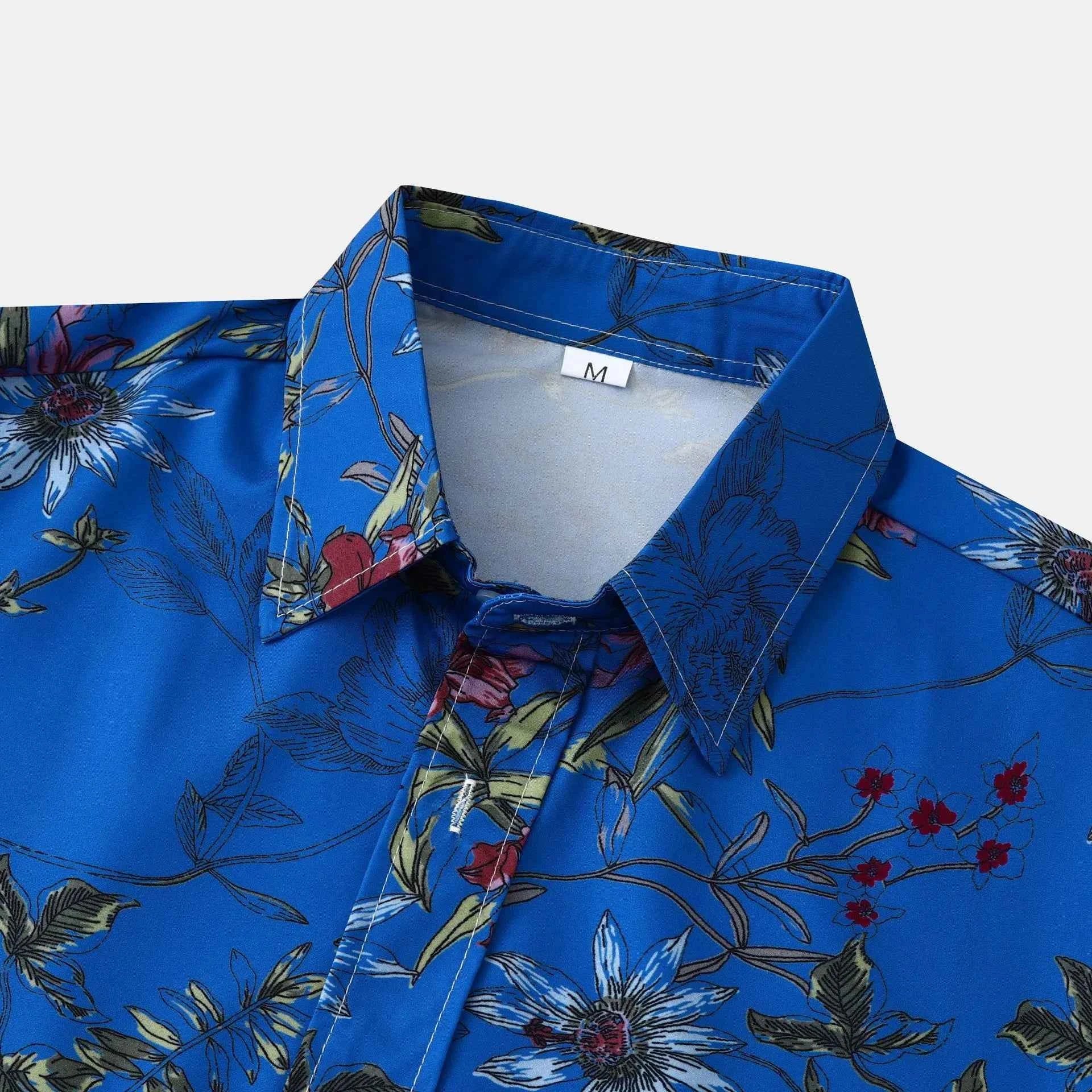 Men's Plus Size Floral Print Short Sleeve Button Down Casual Shirt