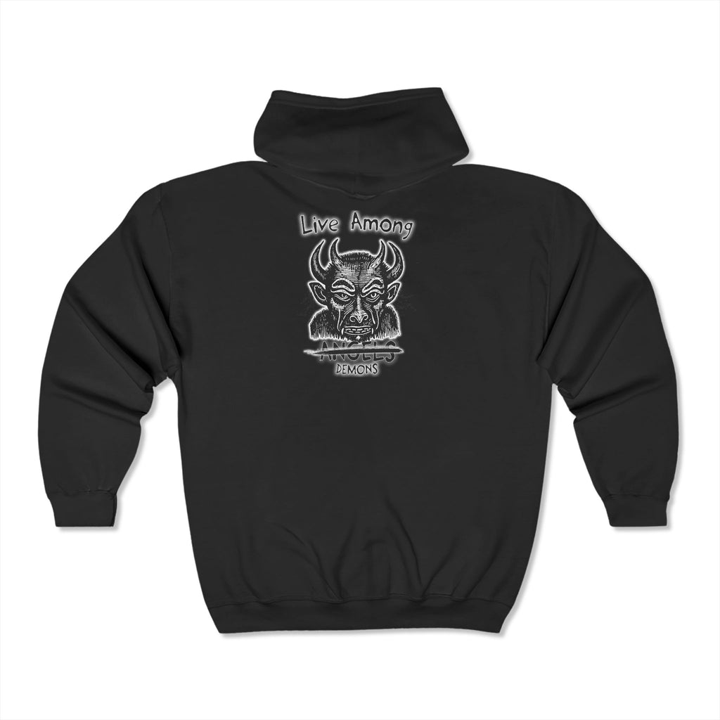 Live Among Demons - Unisex Heavy Blend™ Full Zip Hooded Sweatshirt (Back) - Prime Zone