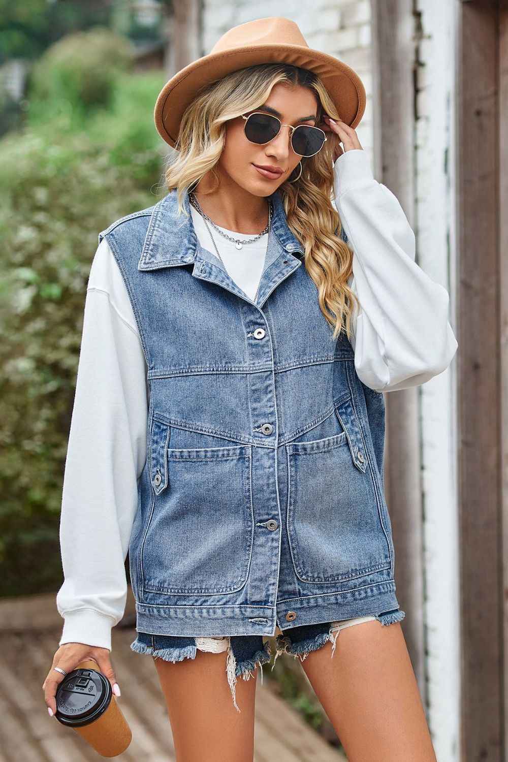 Sleeveless Denim Top with A Detachable Hood - Damned Threads