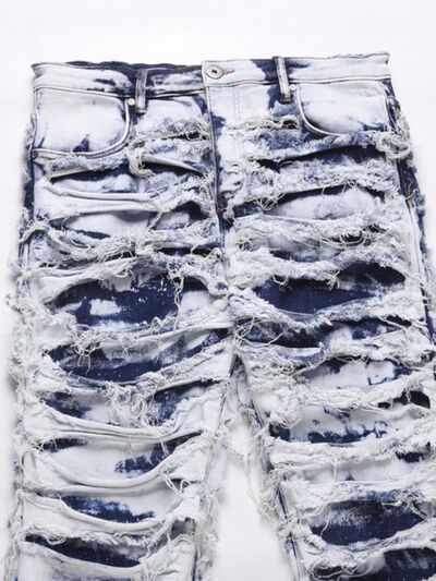 Men's Distressed Raw Hem Straight Jeans - Damned Threads