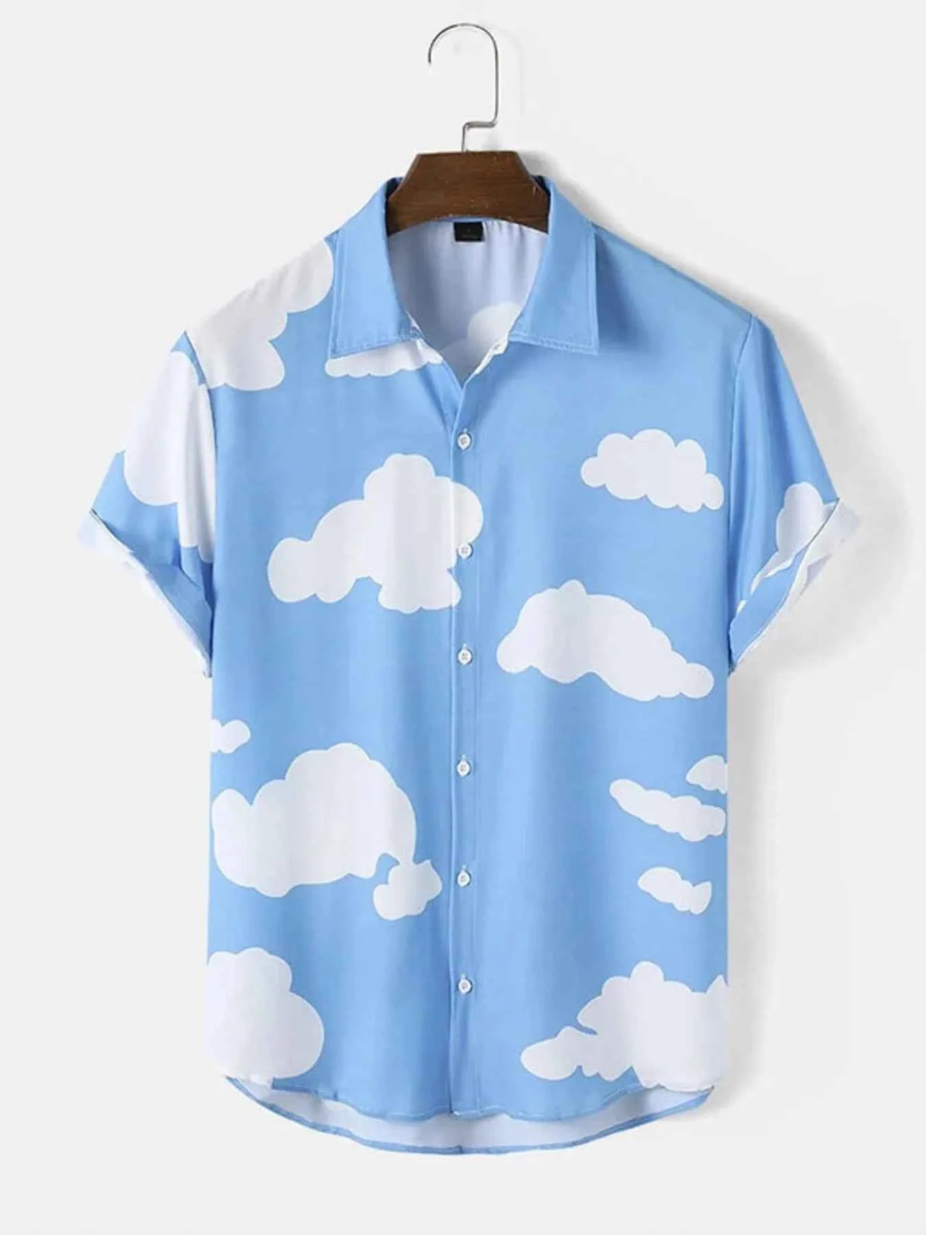 Men's Full Size Printed Button Up Short Sleeve Shirt Plus Size