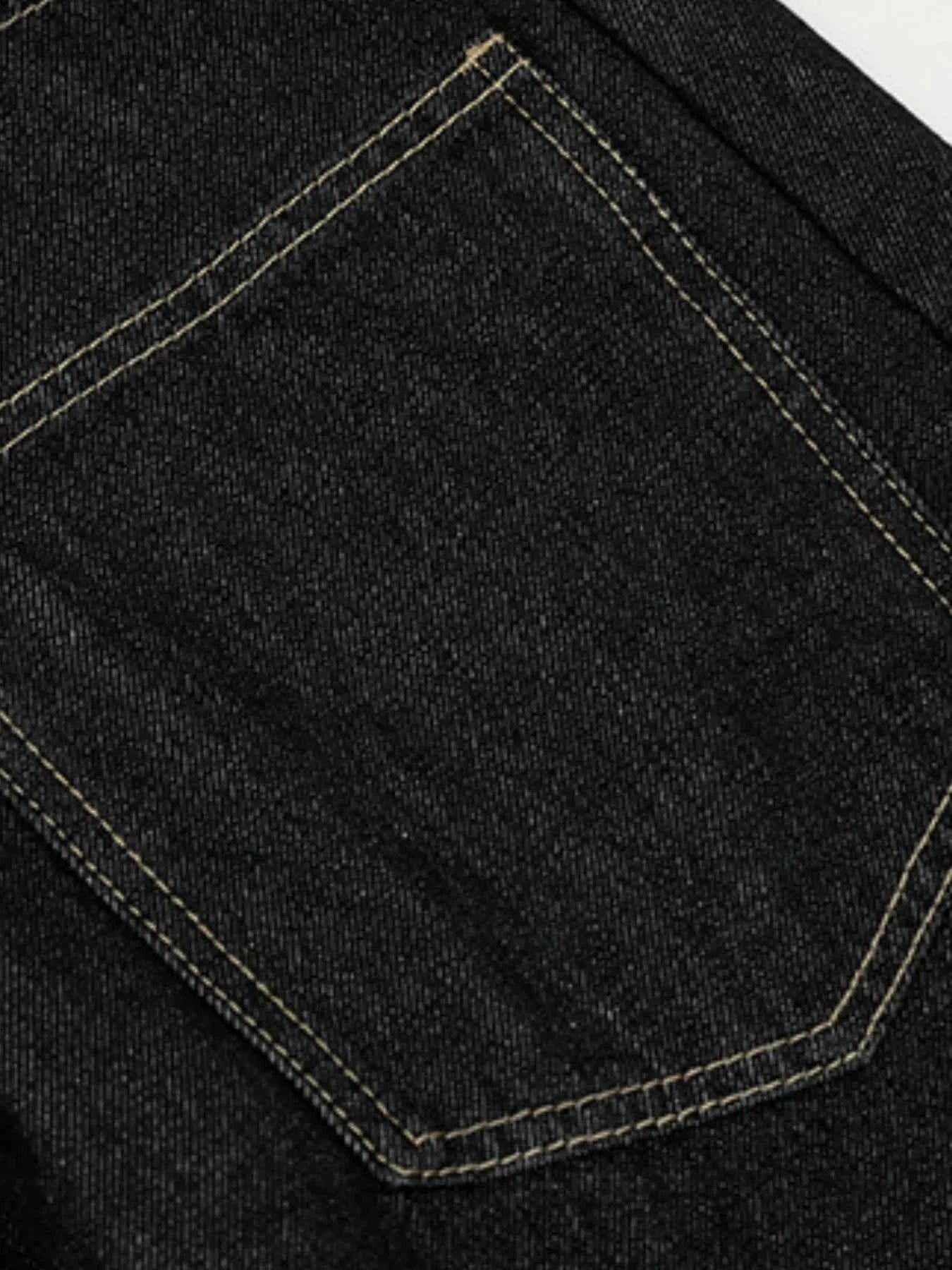 Men's Two-Tone Wide Leg Jeans with Contrast Stitching