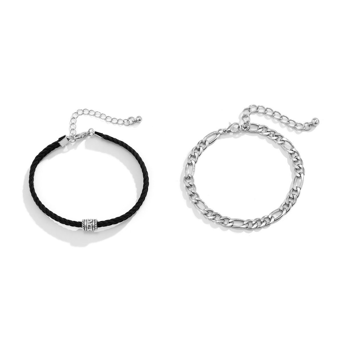 Black & Silver Double Bracelet Set - Damned Threads