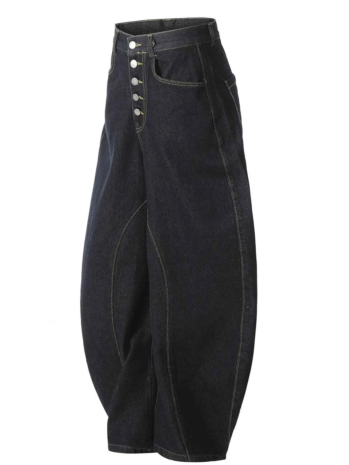 Men's Button Fly High Waist Curved Jeans