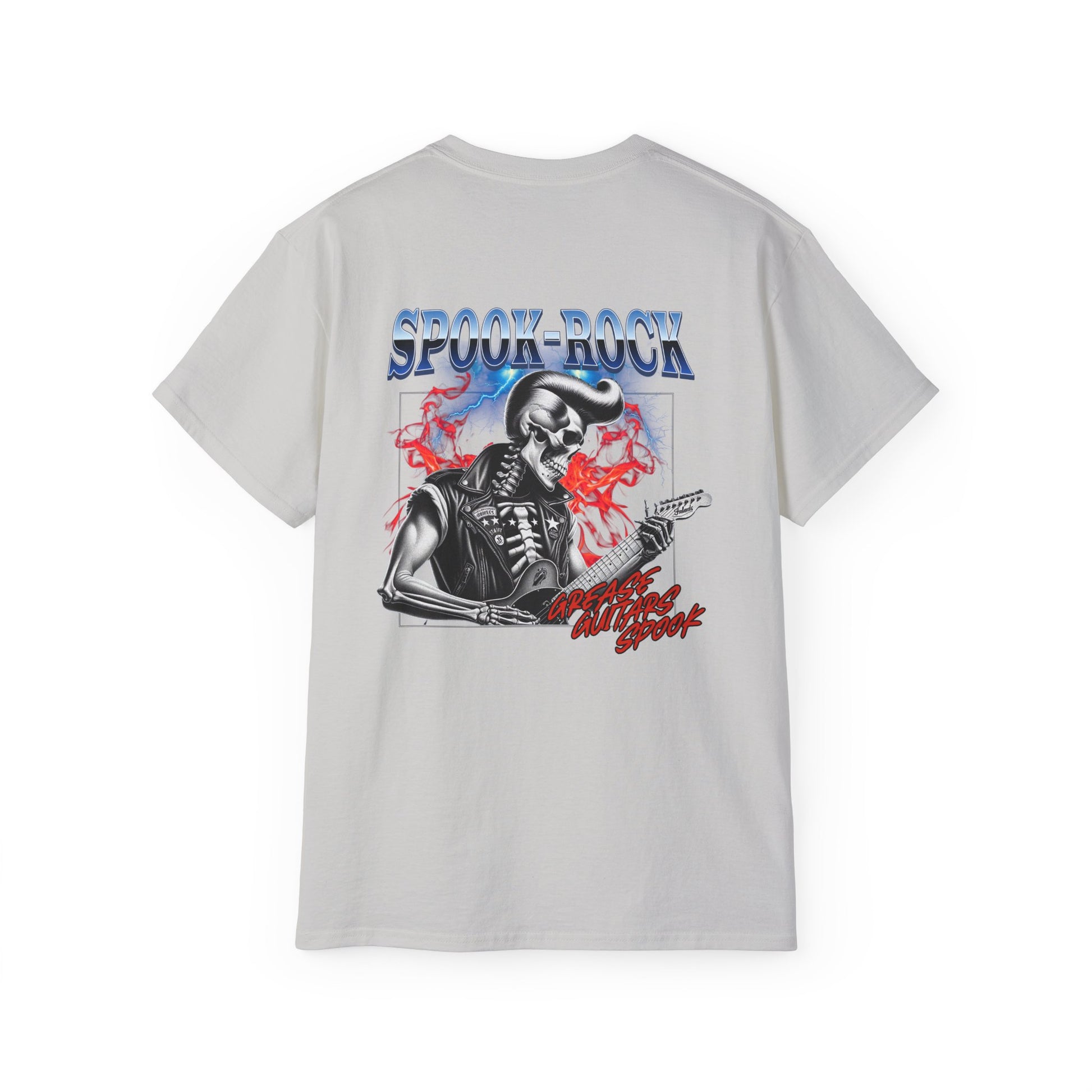 Spook-Rock - Unisex Cotton Tee (Back) - Damned Threads