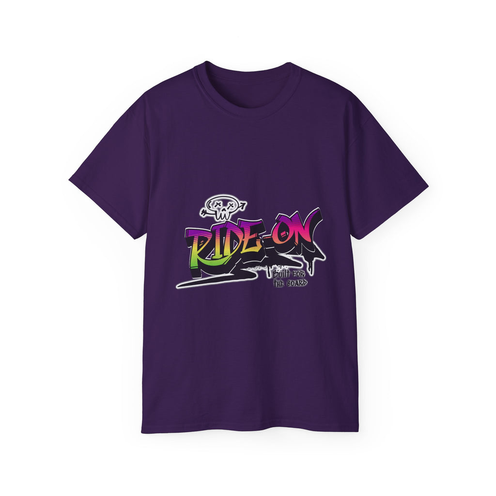 Ride-On - Unisex Cotton Tee (Front) - Damned Threads