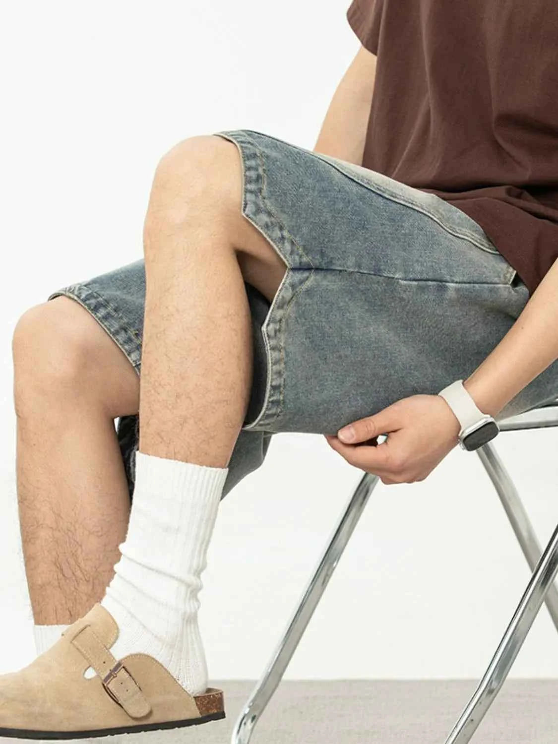 Men's Plus Size Drawstring Denim Shorts