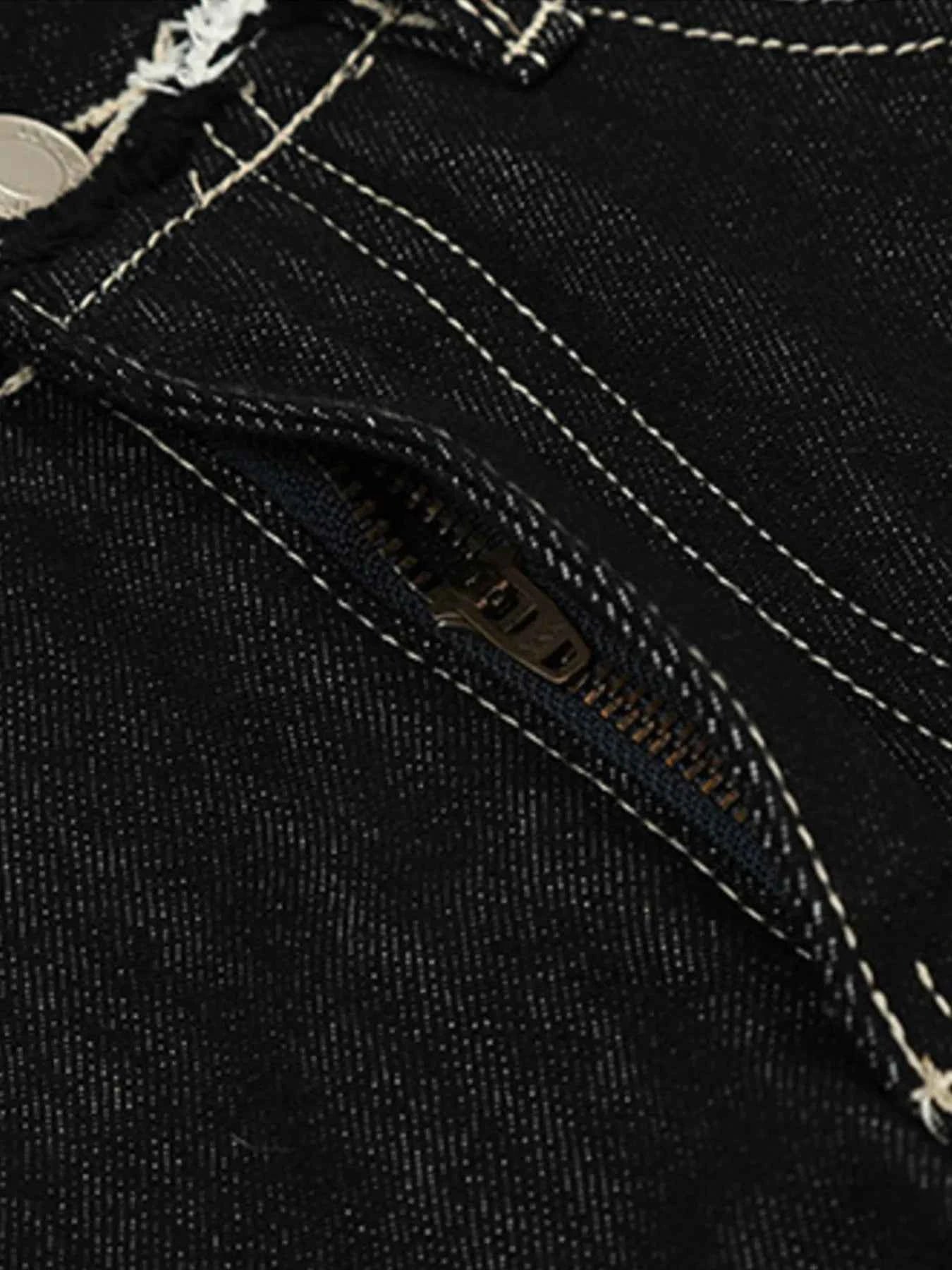 Men's Washed Frayed Hem Cuff Jeans