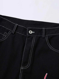 Men's Lightning Pattern Wide leg Jeans
