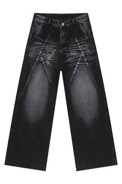 Washed Cat Whisker Straight Leg Jeans - Damned Threads