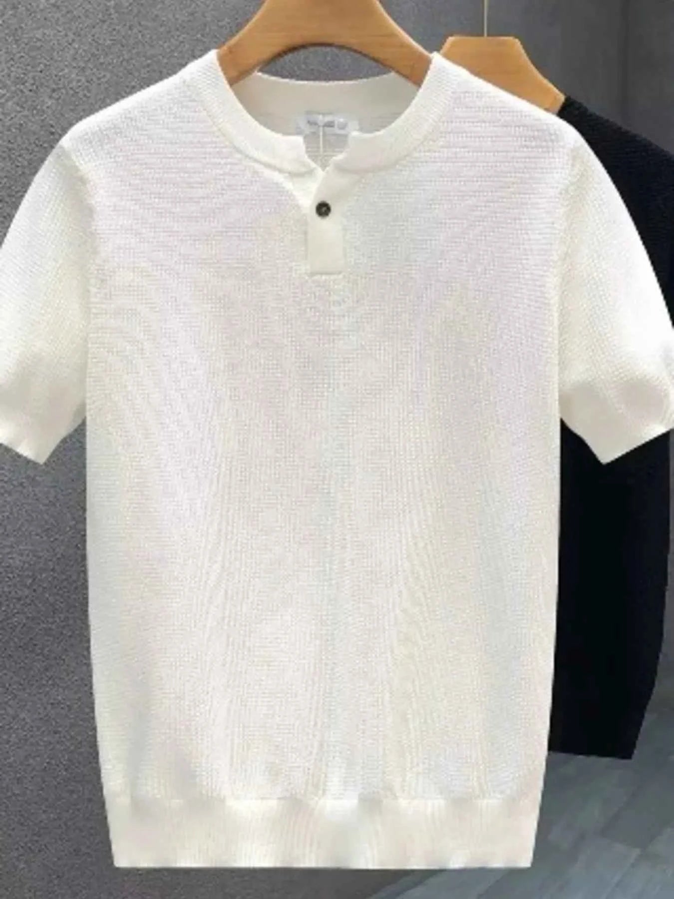 Men's Full Size Ribbed Henley Short Sleeve T-Shirt Plus Size