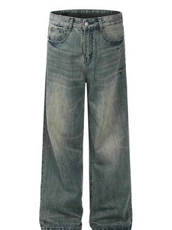 Men's Vintage Washed Wide-Leg Jeans