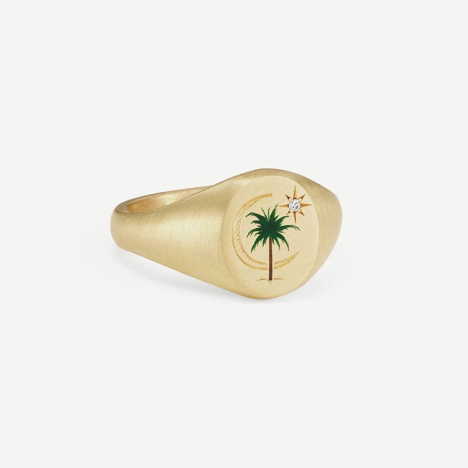 18K Gold Pattern & Inlaid Zirconia Ring - Damned Threads
