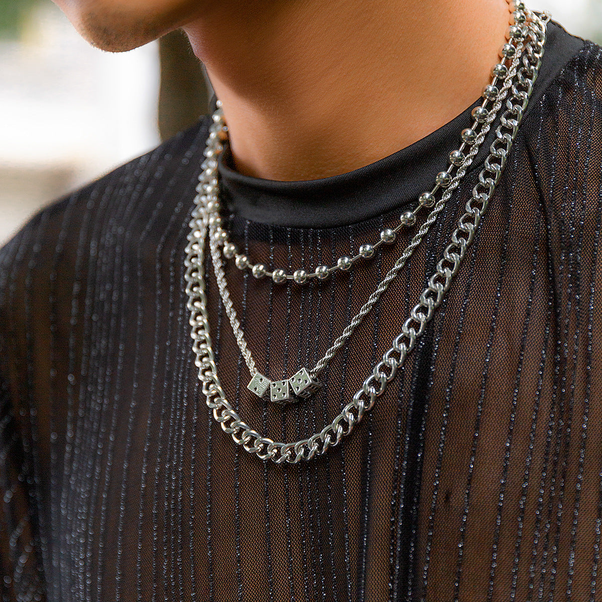 Three-Layer Stacked With Dice Necklace - Damned Threads