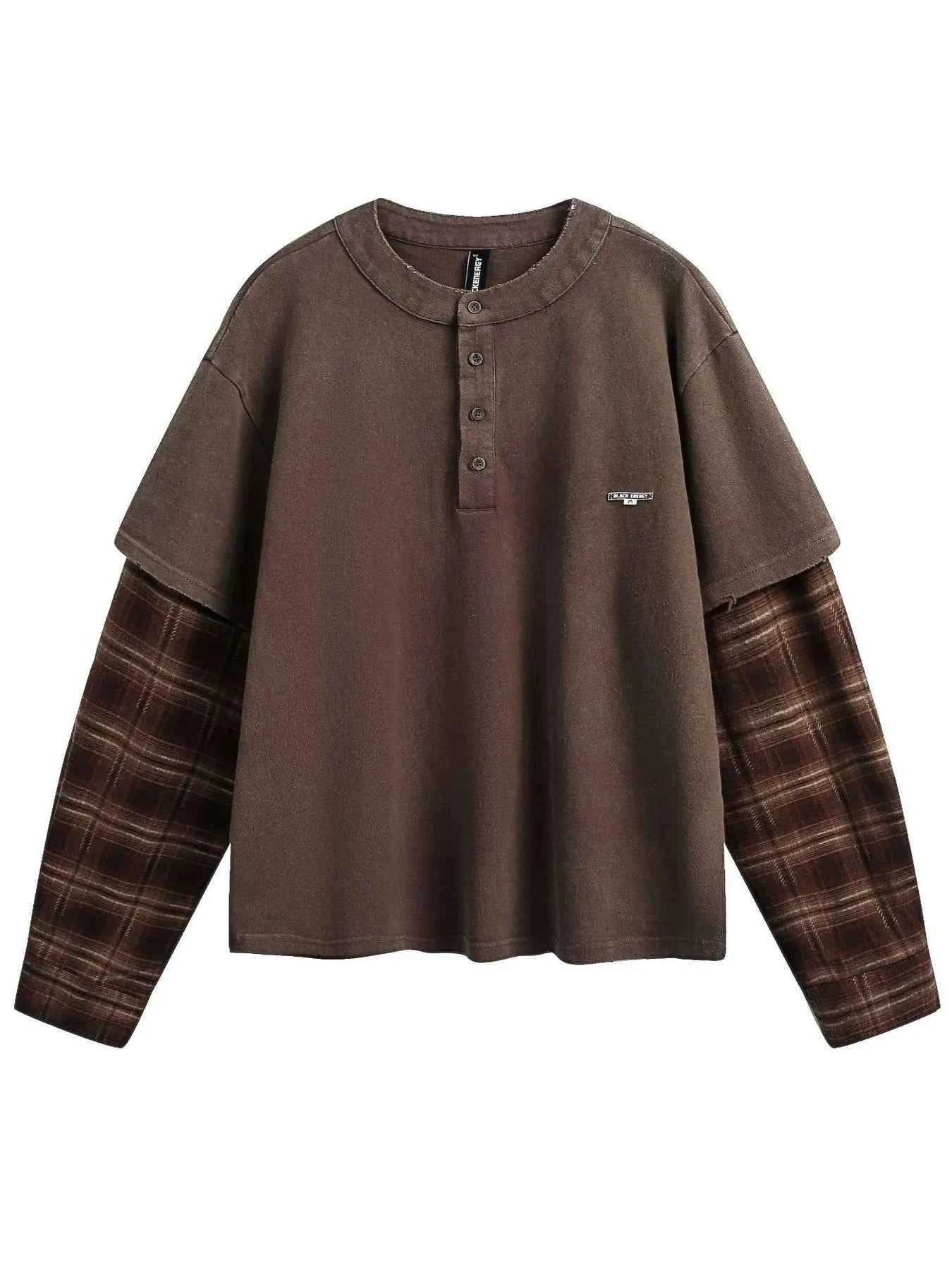 Men's Plaid Long Sleeve Henley Sweatshirt