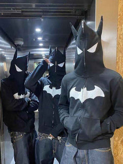 Men's Bat Embroidered Zip Up Hoodie - Damned Threads