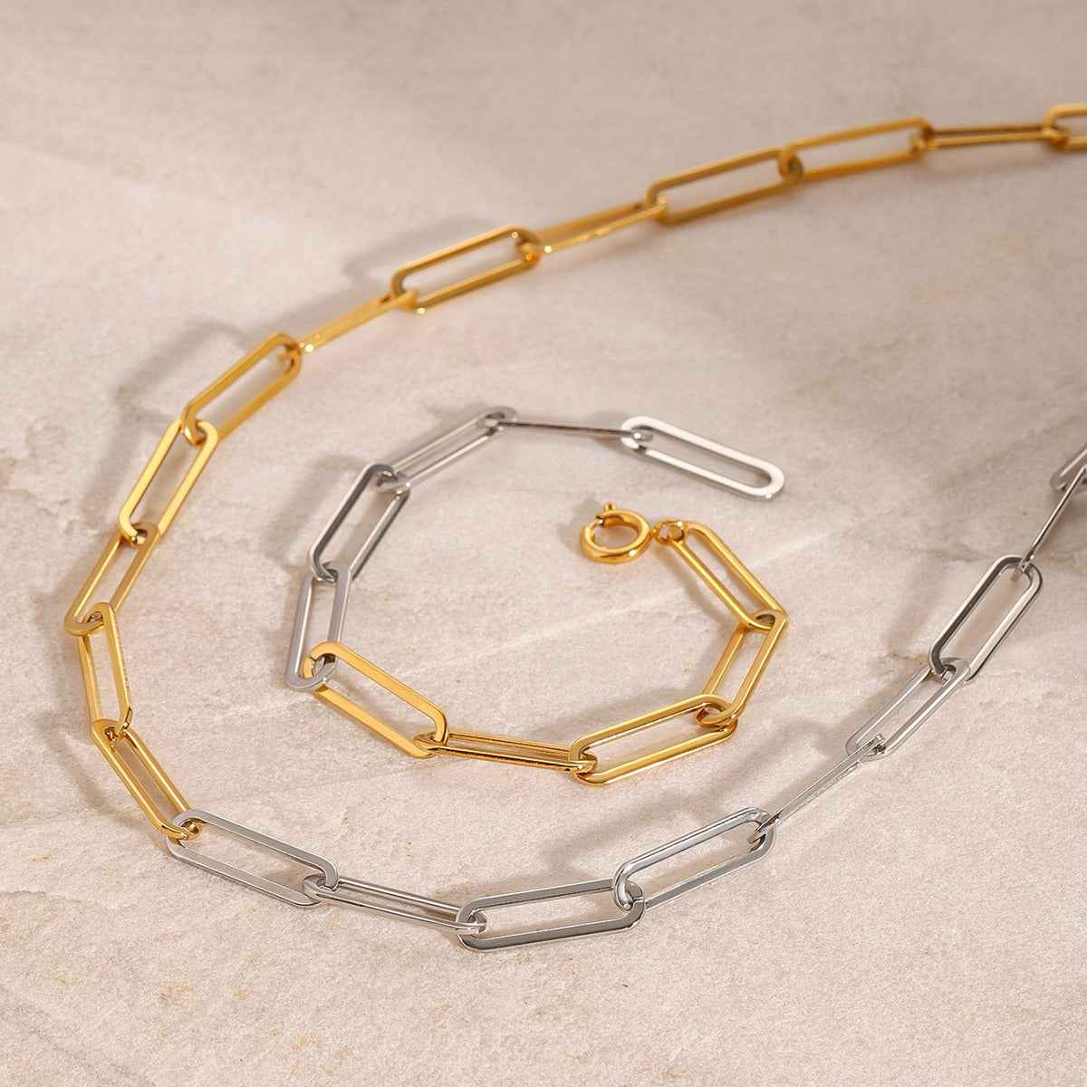 18K Gold Circular Chain With Gold And Silver Color Contrasting Design - Damned Threads