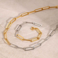 18K Gold Circular Chain With Gold And Silver Color Contrasting Design - Damned Threads