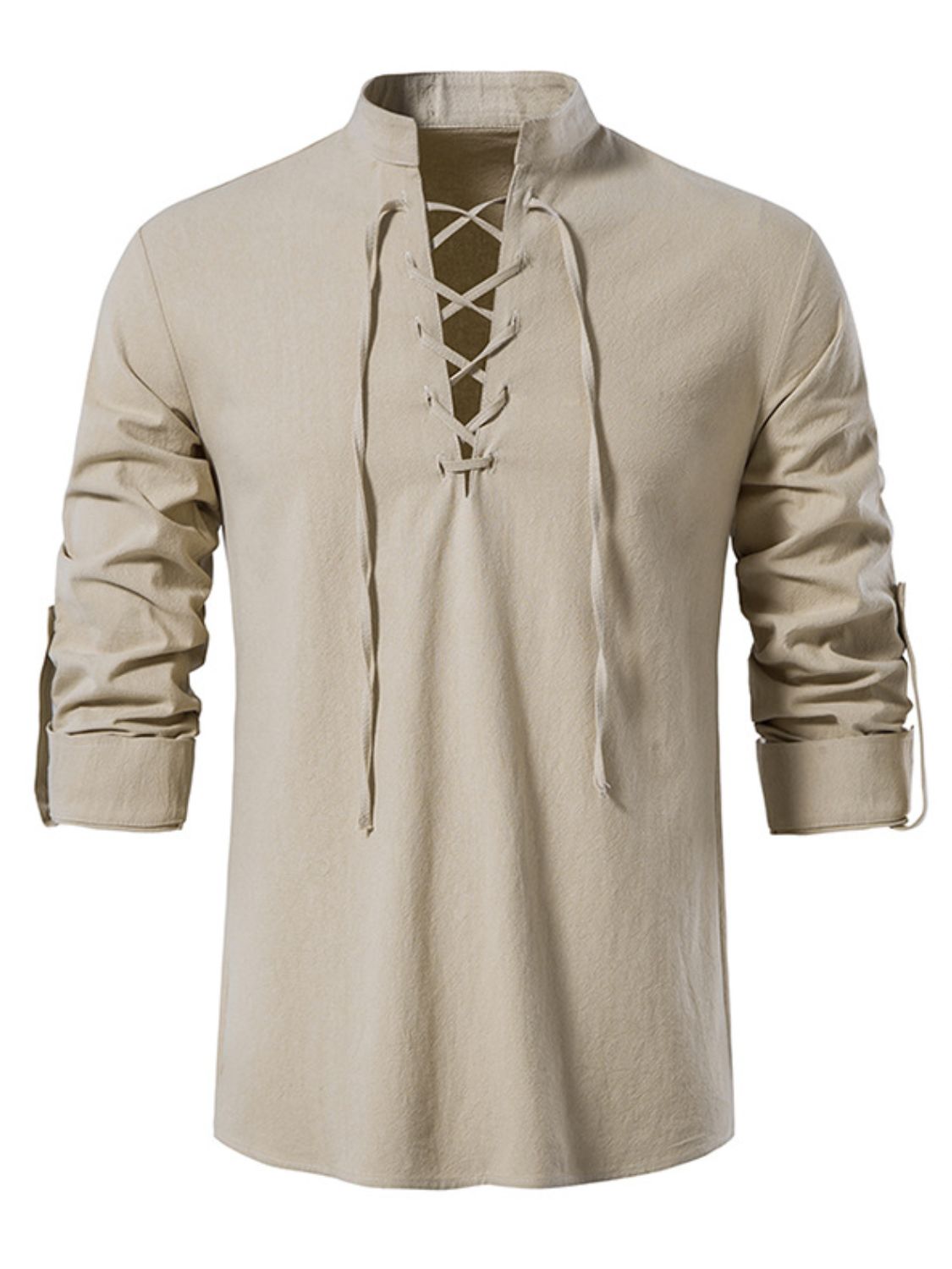 Men's Lace Up Long Sleeve Blouse - Damned Threads