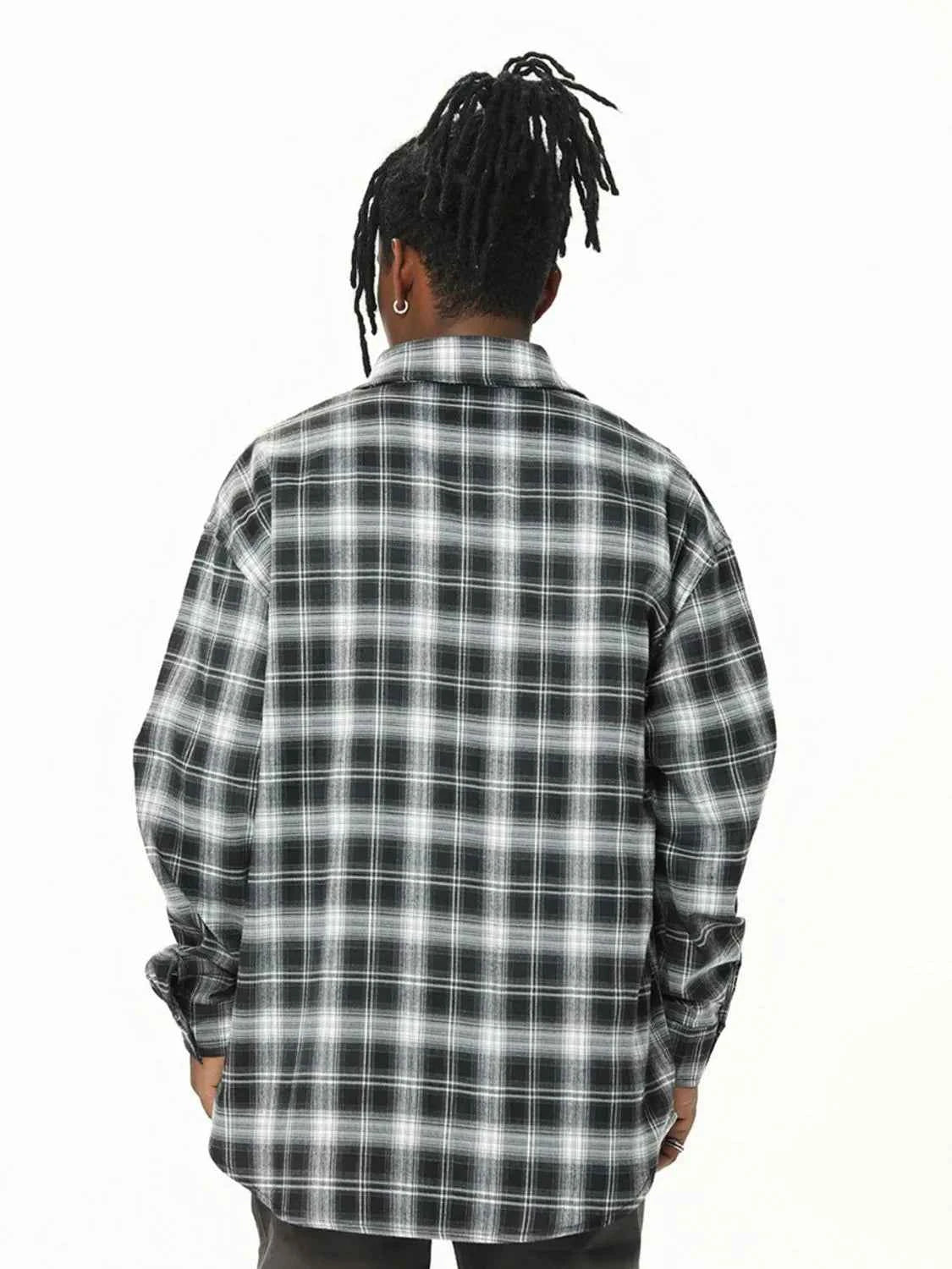 Men's Button Down Plaid Collared Neck Shirt with Chest Pocket