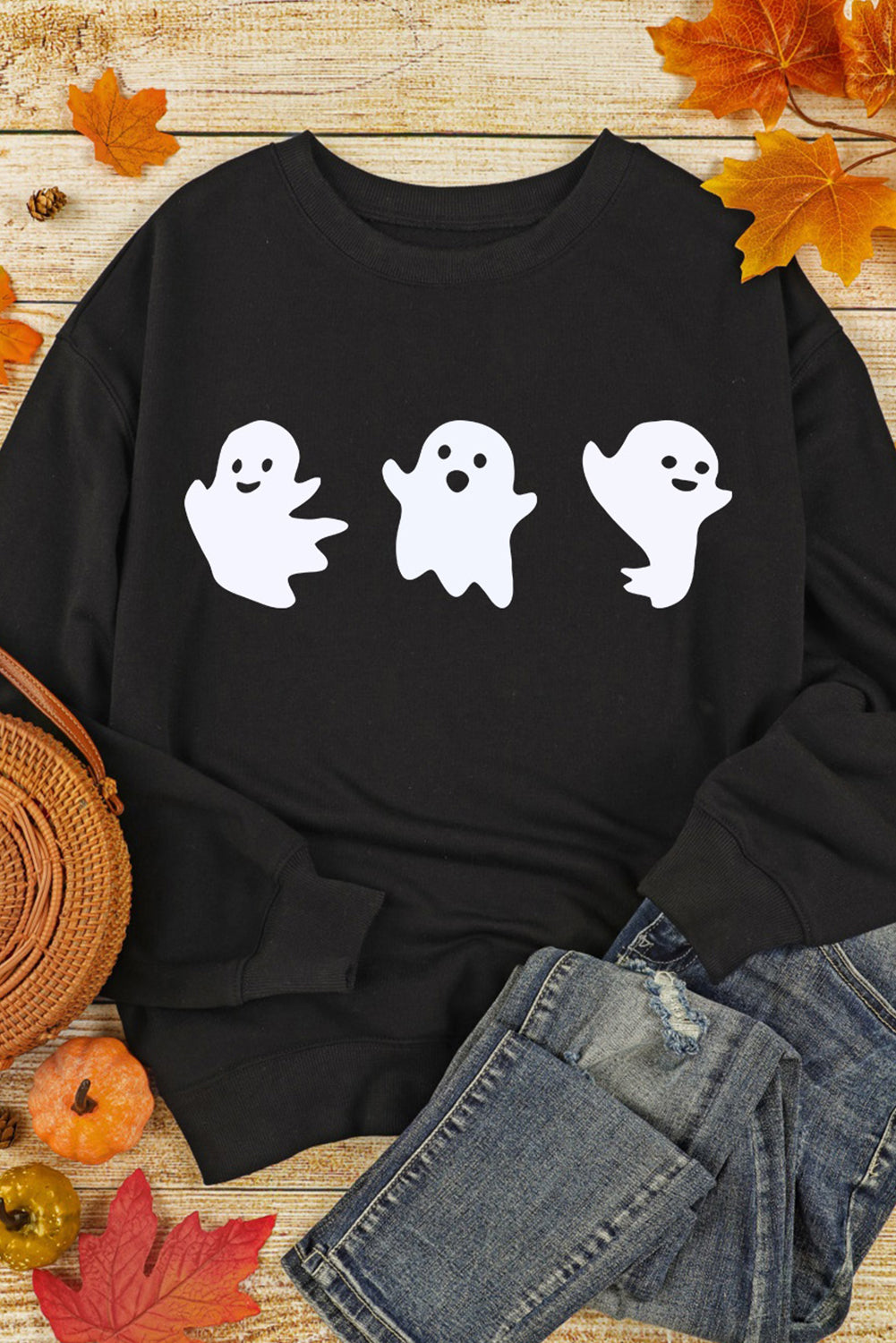 Ghost Round Neck Long Sleeve Sweatshirt - Damned Threads