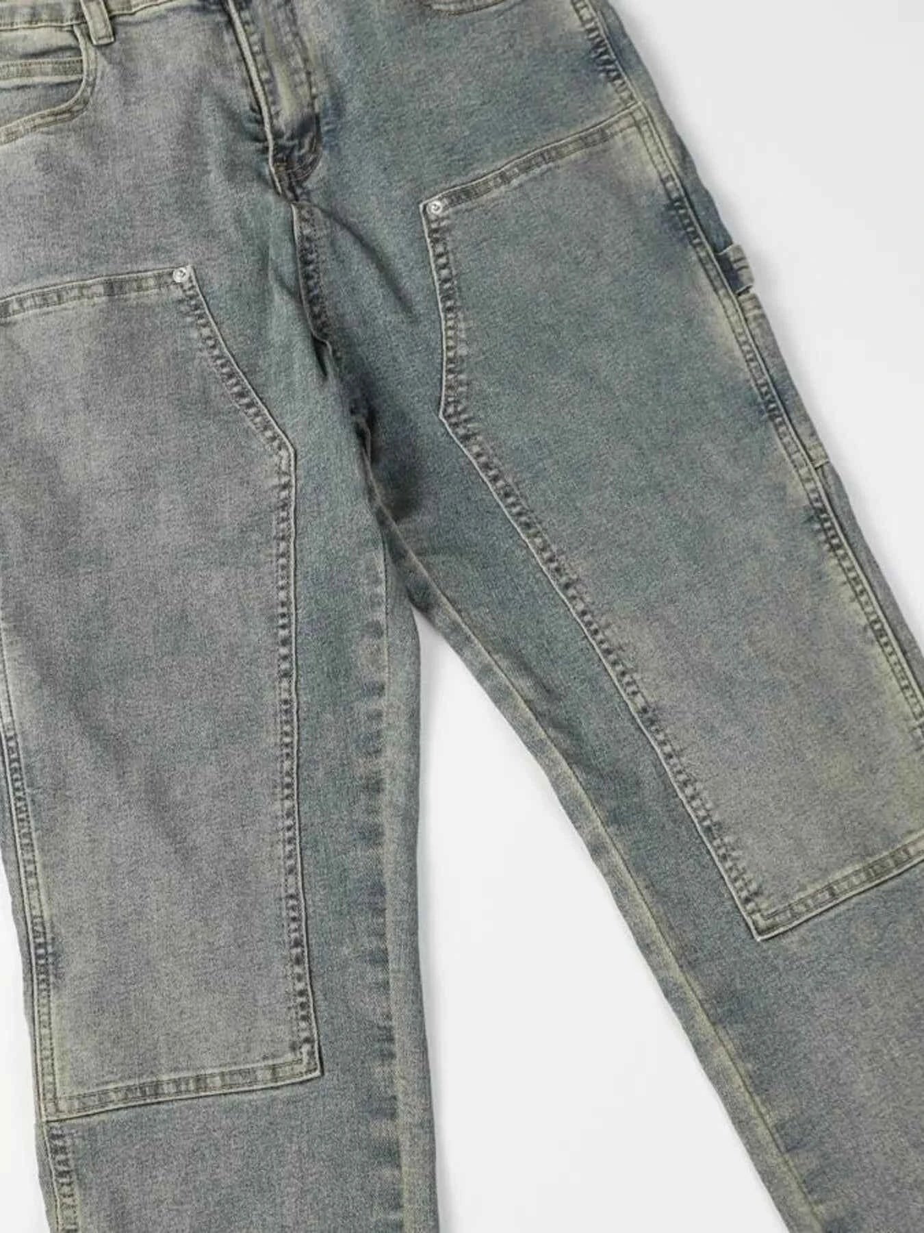 Men's High Waist Straight Leg Cargo Jeans