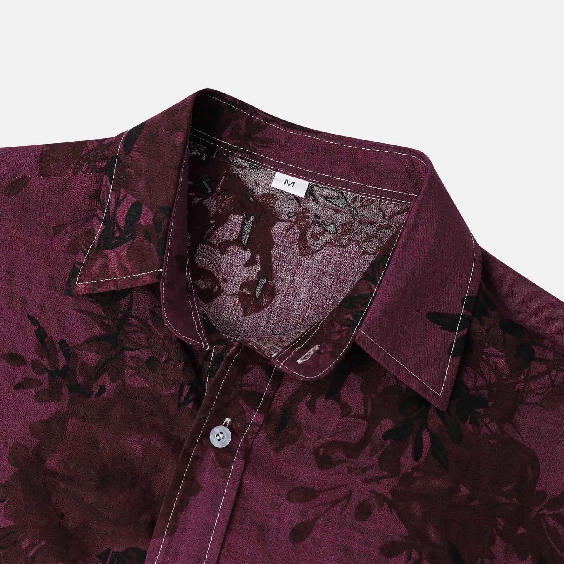 Men's Plus Size Printed Short Sleeve Button Down Casual Shirt