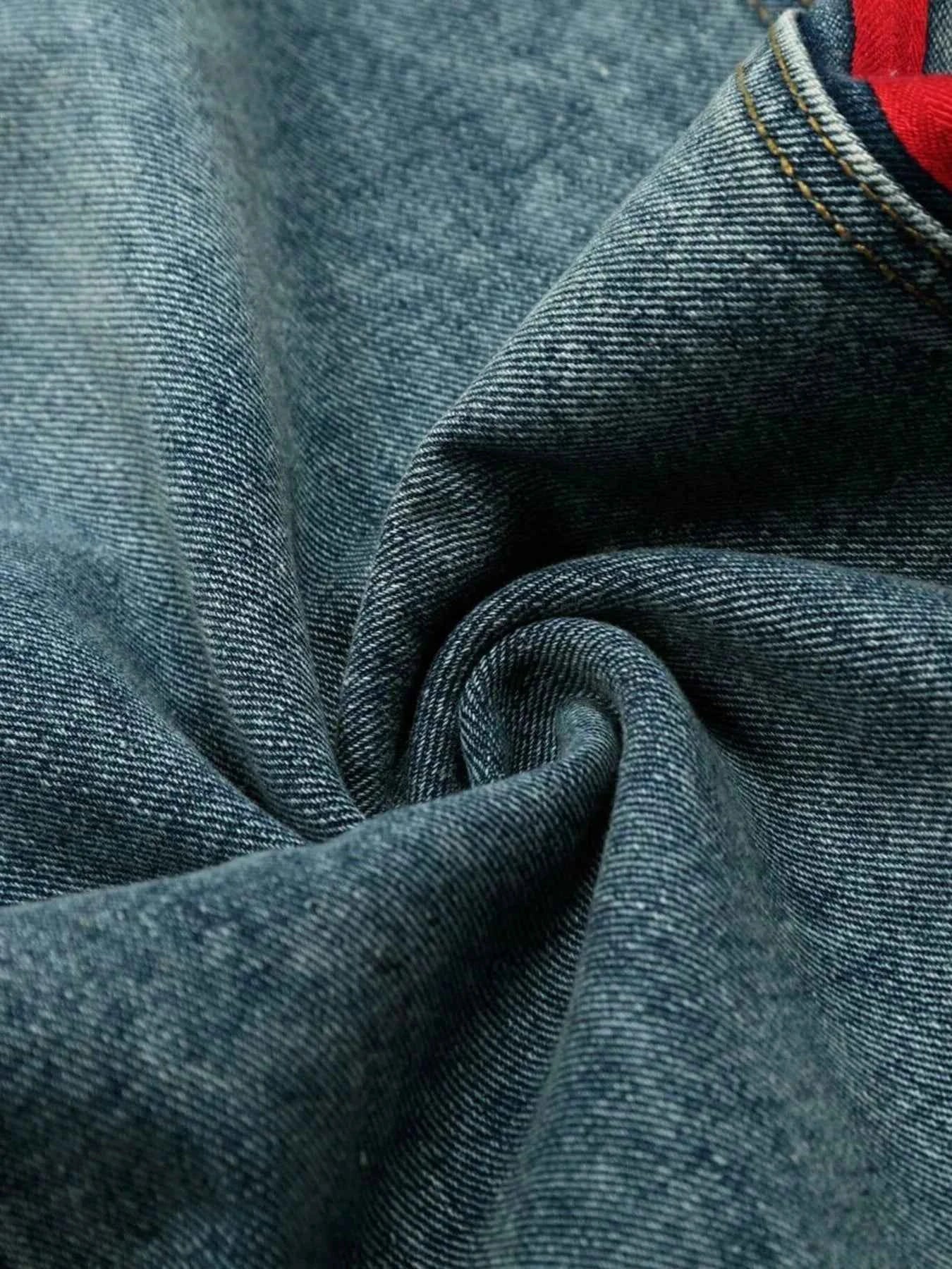 Men's Washed Curved Jeans with Side Stripe Detail