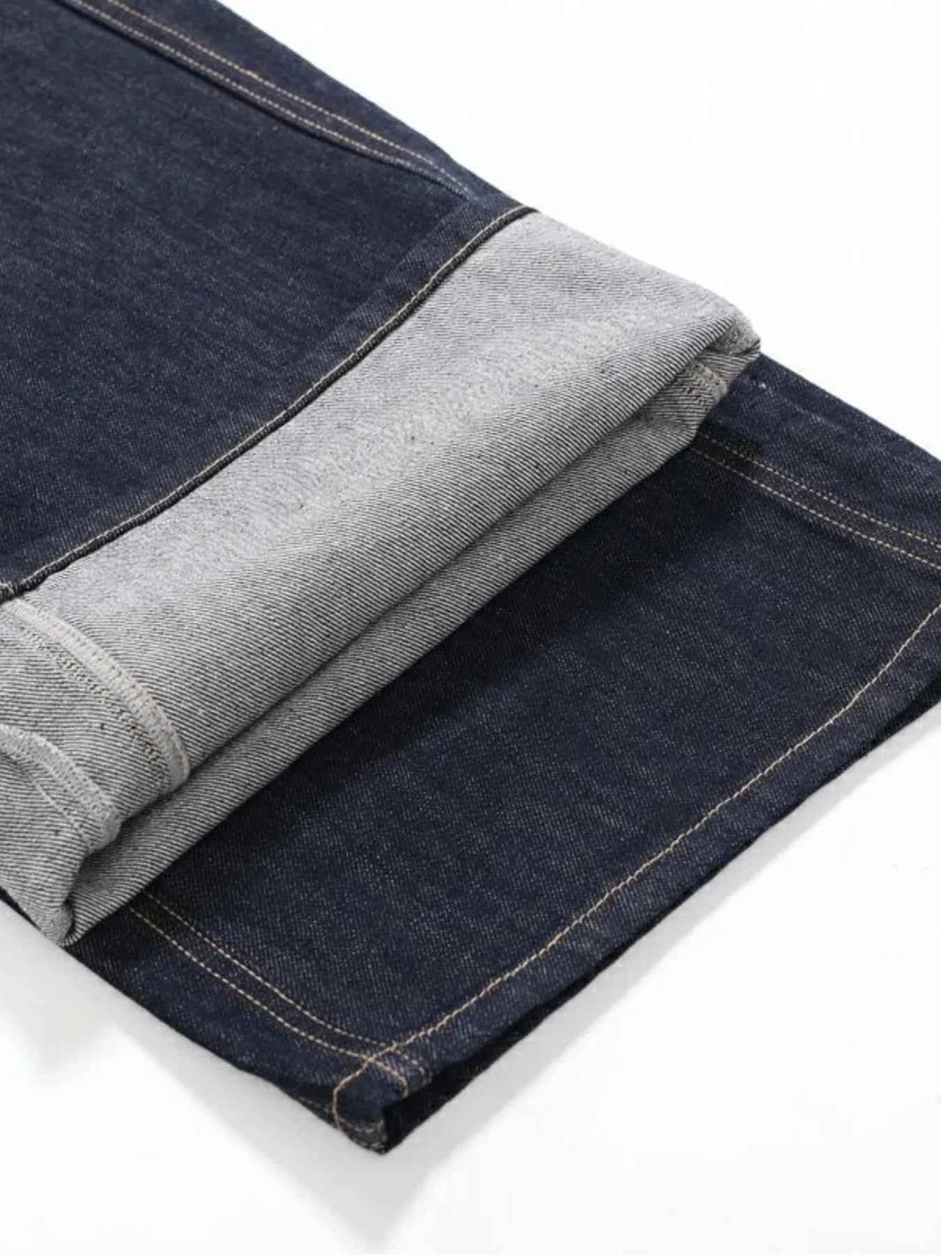 Men's Wide Leg Contrast Stitch Jeans