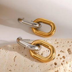 18K Gold-Plated Oval Gold & Silver Earrings - Damned Threads