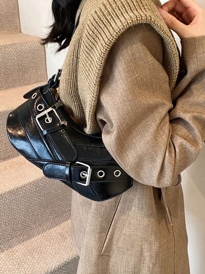 PU Leather Buckle Shoulder Bag - Damned Threads