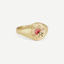 18K Gold Pattern & Inlaid Zirconia Ring - Damned Threads
