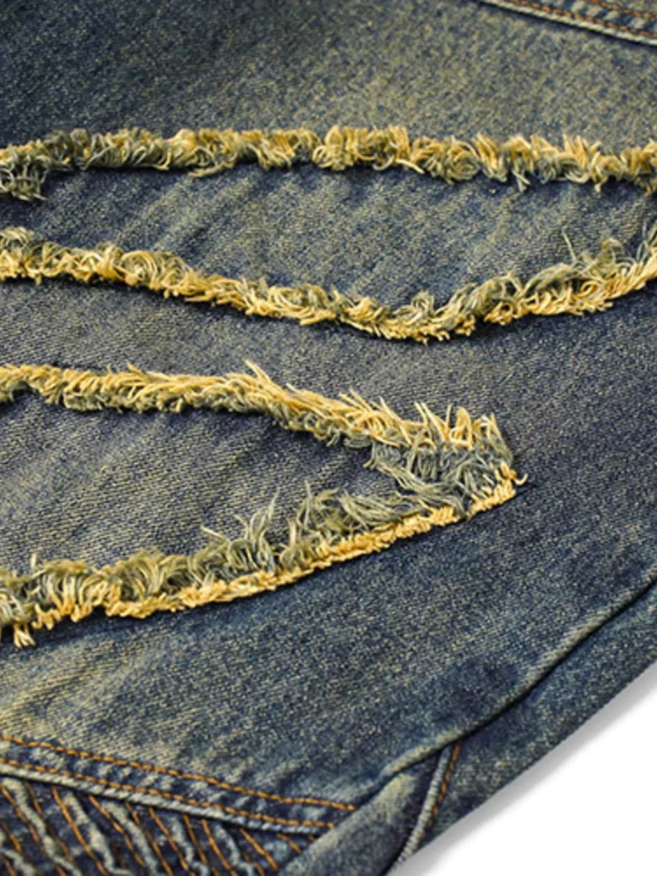 Men's Frayed Hem Loose Fit Jeans