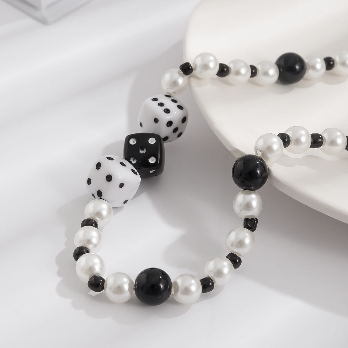 Classic Dice Mosaic Pearl Necklace - Damned Threads