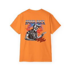 Spook-Rock - Unisex Cotton Tee (Back) - Damned Threads
