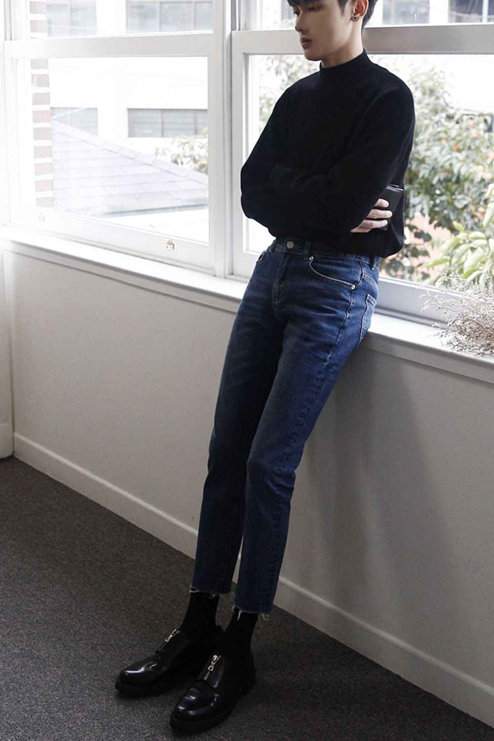 Men's Frayed Hem Skinny Jeans - Damned Threads