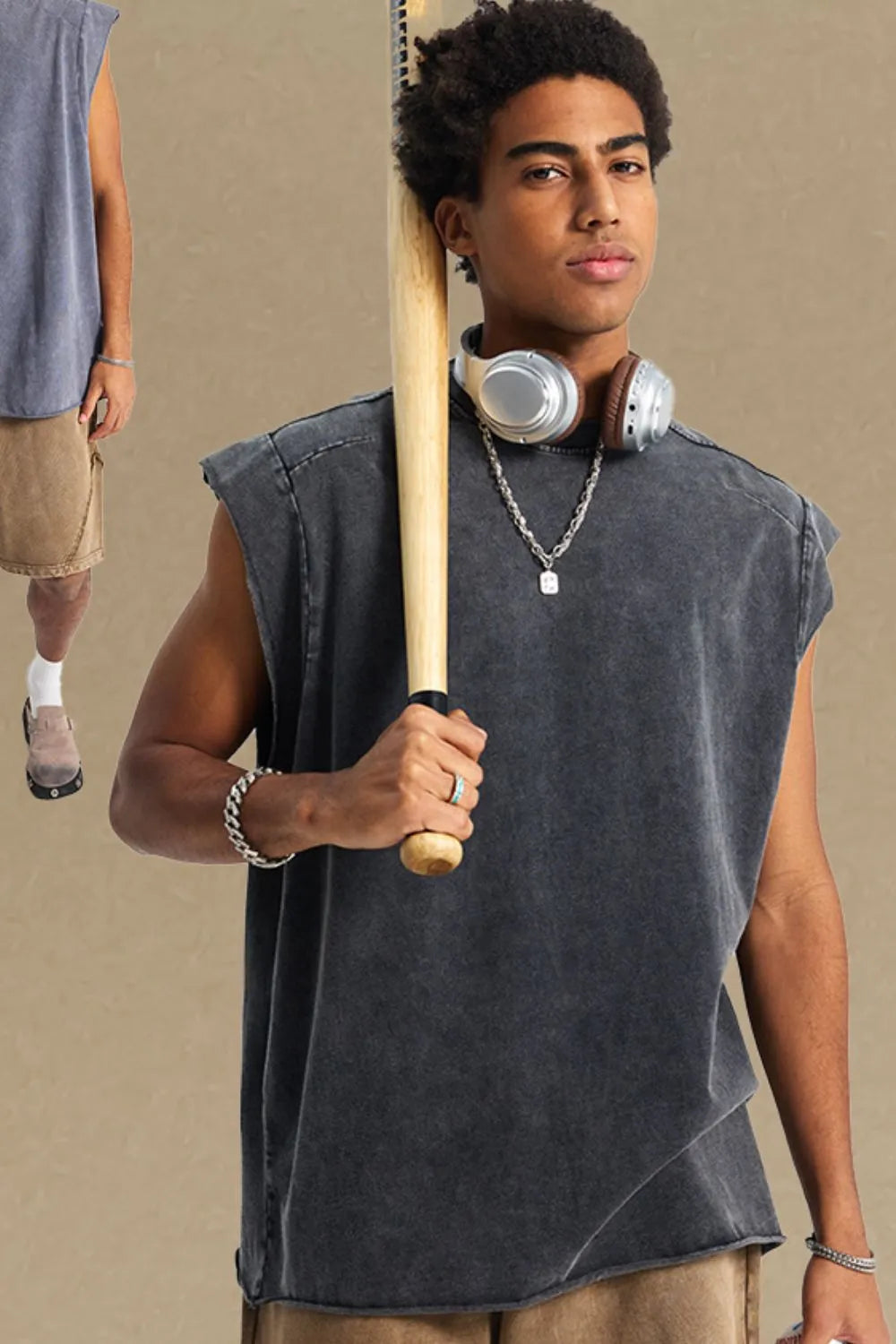 Washed  Wide Shoulder Tank - Damned Threads