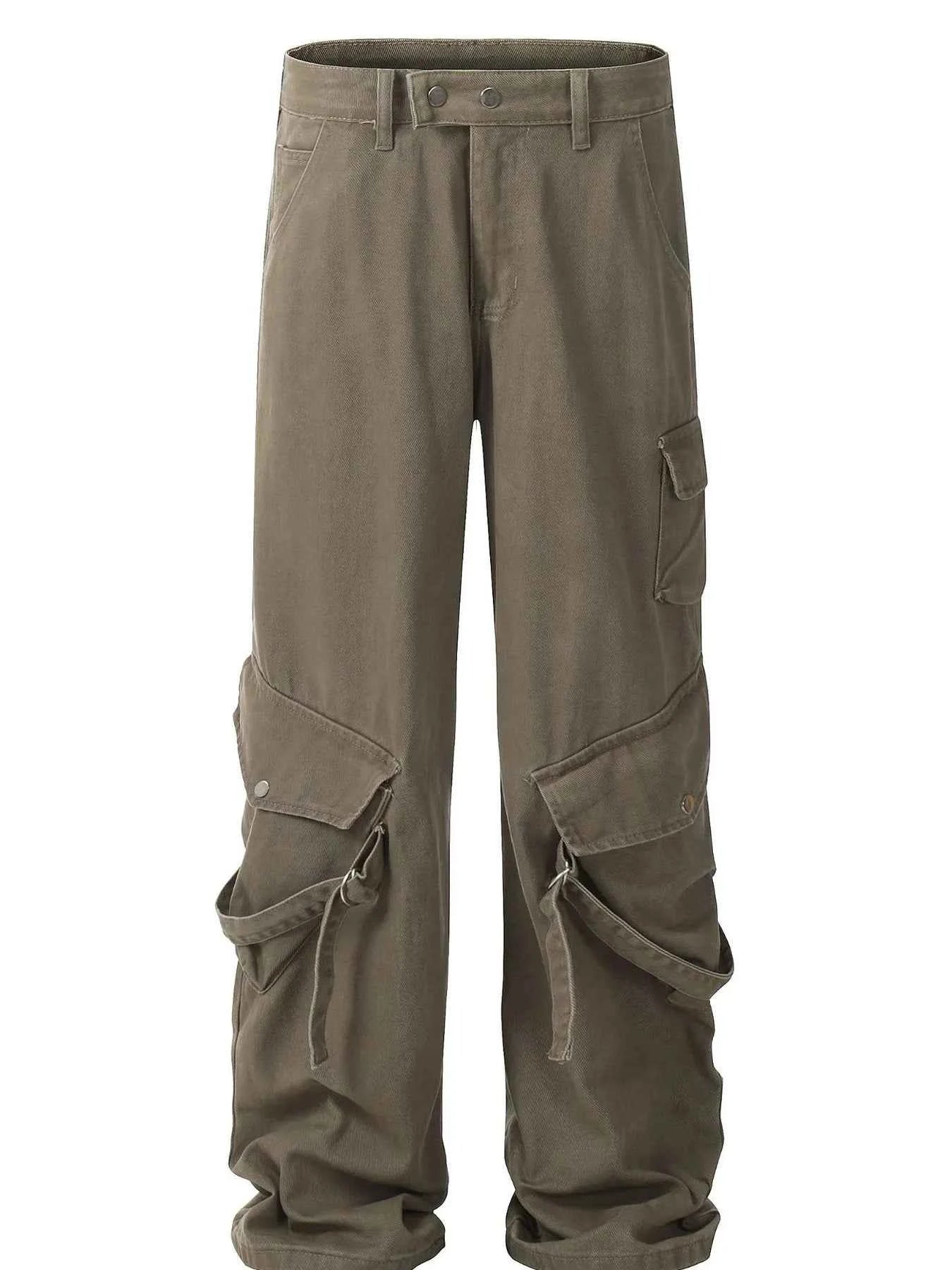 Men's Wide Leg Cargo Pants with Multi Pockets