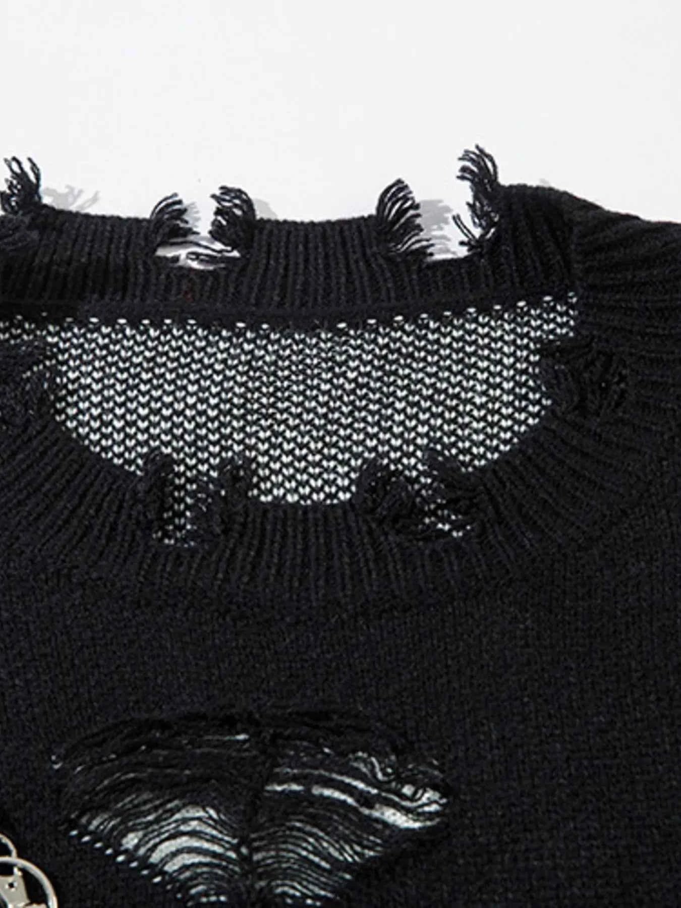 Men's Distressed Chain Detail Oversized Sweater