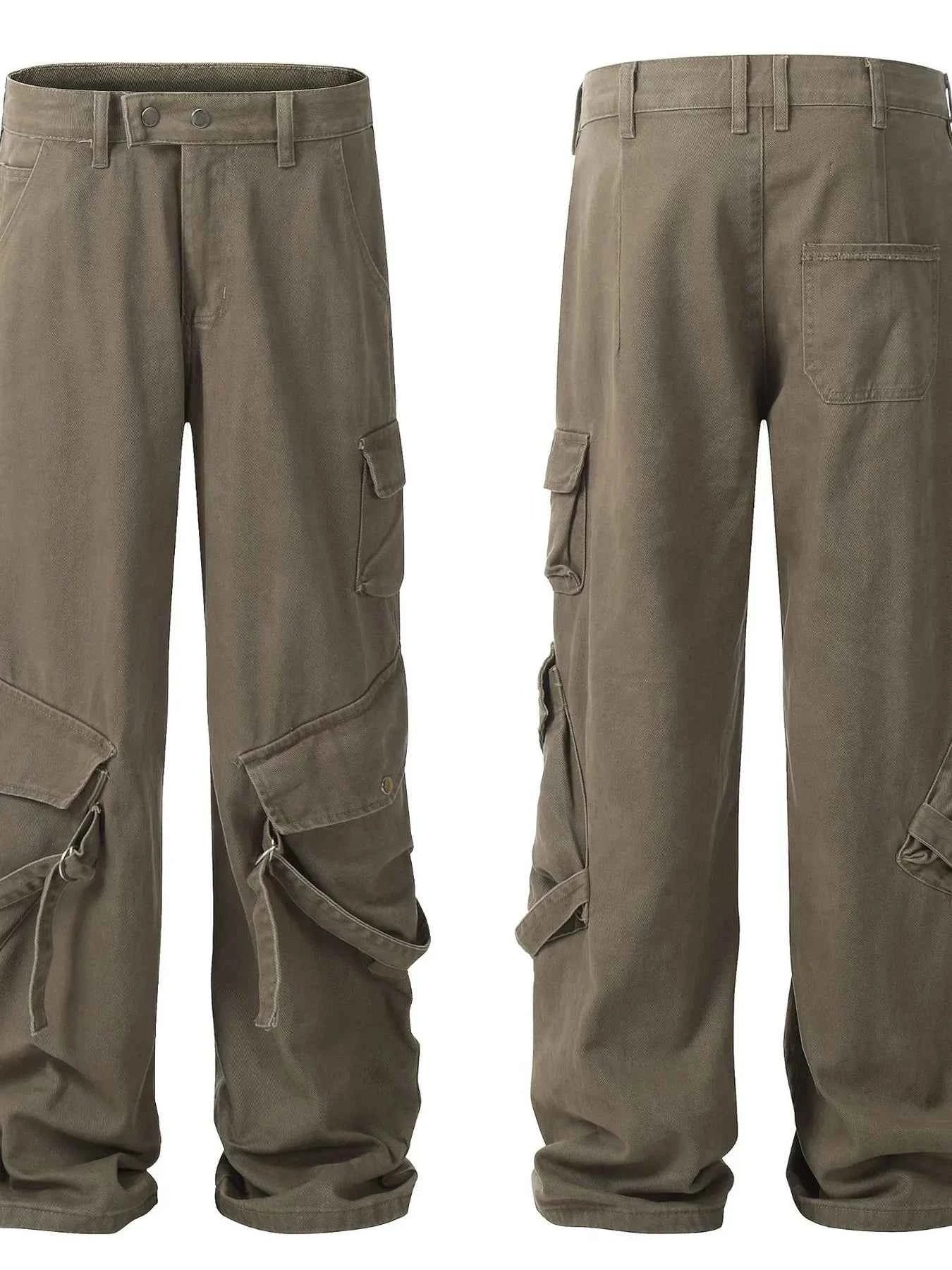 Men's Wide Leg Cargo Pants with Multi Pockets